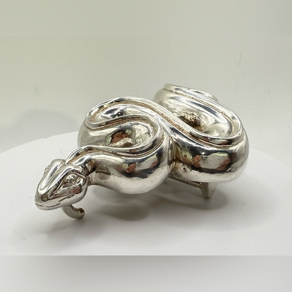 BARRY KIESELSTEIN-CORD STERLING SILVER SNAKE BELT BUCKLE 106 GRAMS 1993 main image 9